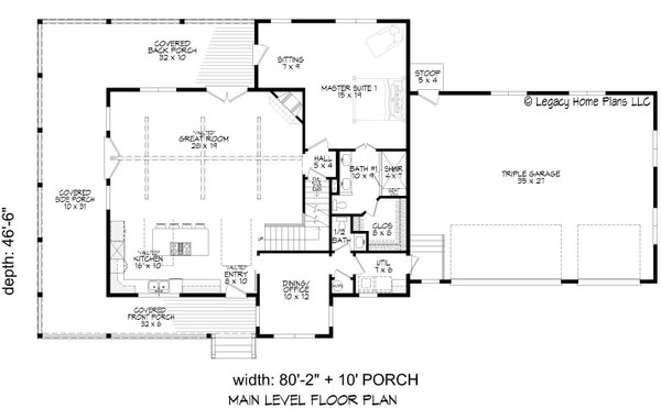 Dream House Plan - Southern Floor Plan - Main Floor Plan #932-580