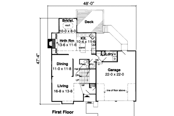Floor Plan - Main Floor for Traditional House Plan #312-319 - 3 bed, 2.5 bath