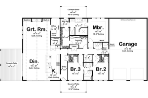 Floor Plan - Main Floor for Barndominium House Plan #455-334 - 3 bed, 2.5 bath