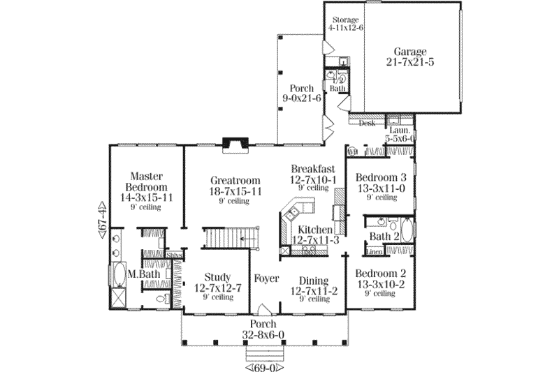 Dream House Plan - Floor Plan - Main Floor for Southern House Plan #406-110 - 5 bed, 3.5 bath