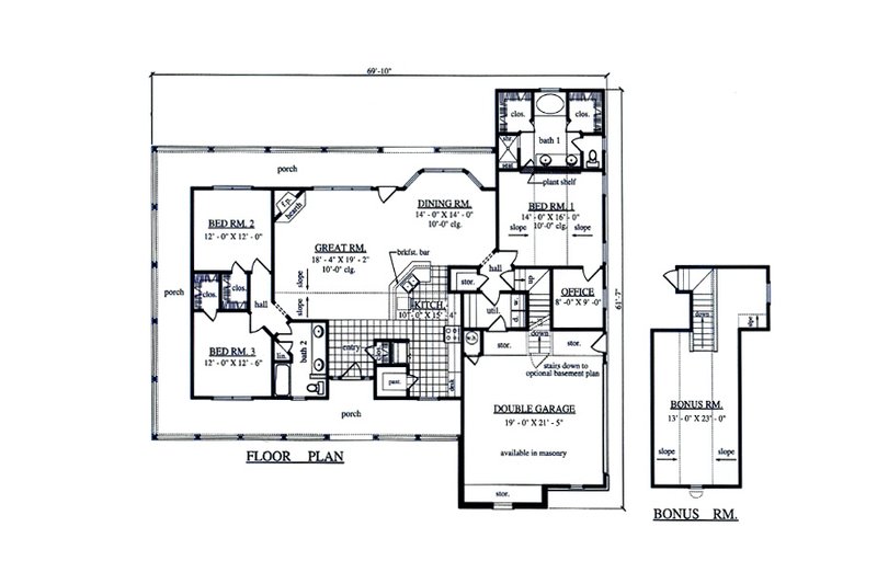 Home Plan - Floor Plan - Main Floor for Country House Plan #42-373 - 3 bed, 0 bath