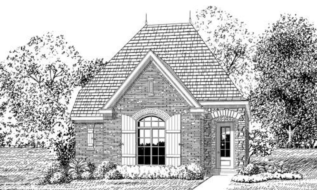 Exterior - Front Elevation 2 for European House Plan #424-118 - 3 bed, 2 bath