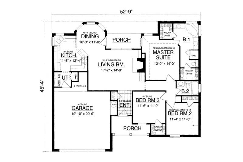 Home Plan - Floor Plan - Main Floor for European House Plan #40-349 - 3 bed, 2 bath