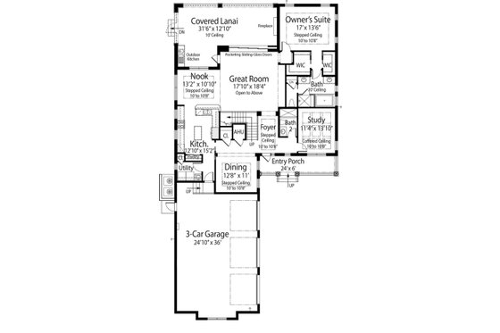 Floor Plan - Main Floor for Mediterranean House Plan #938-91 - 4 bed, 4 bath