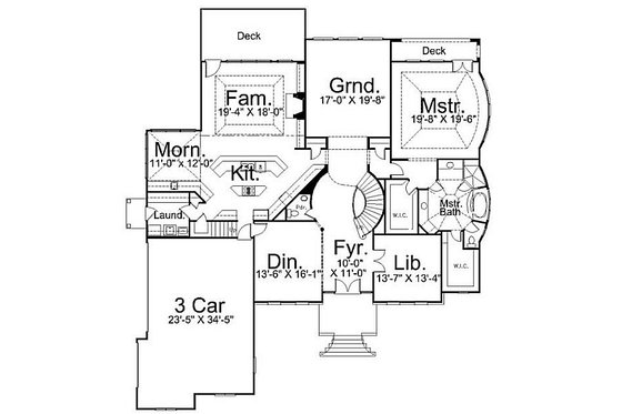 Floor Plan - Main Floor for European House Plan #119-249 - 4 bed, 4 bath