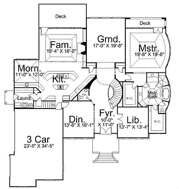 House Blueprint - European Floor Plan - Main Floor Plan #119-249
