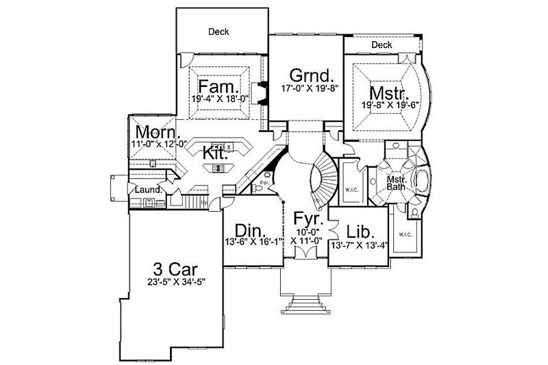 House Plan Design - Floor Plan - Main Floor for European House Plan #119-249 - 4 bed, 4 bath