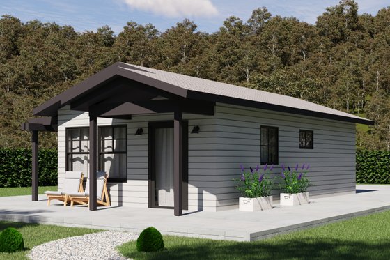 Exterior - Front Elevation 3 for Ranch House Plan #1106-125 - 1 bed, 1 bath
