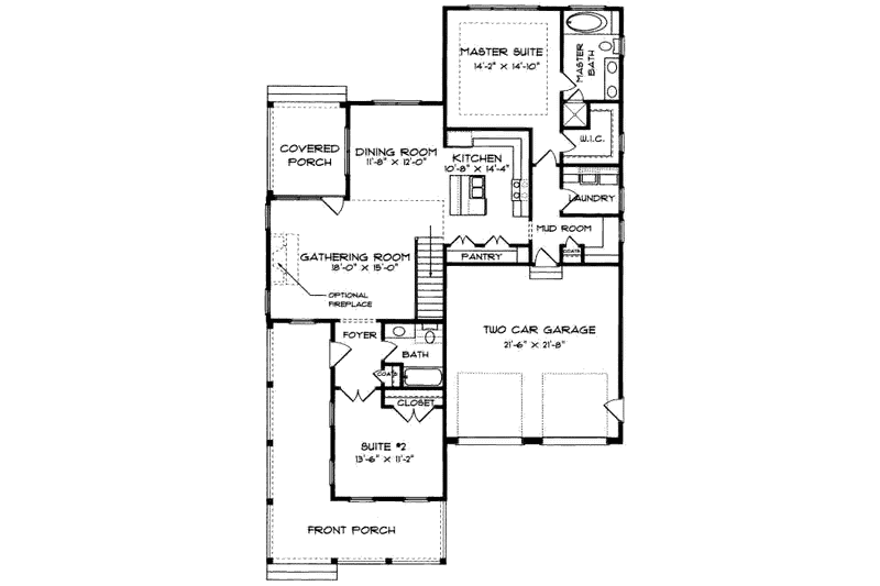 Home Plan - Floor Plan - Main Floor for Victorian House Plan #413-791 - 2 bed, 2 bath