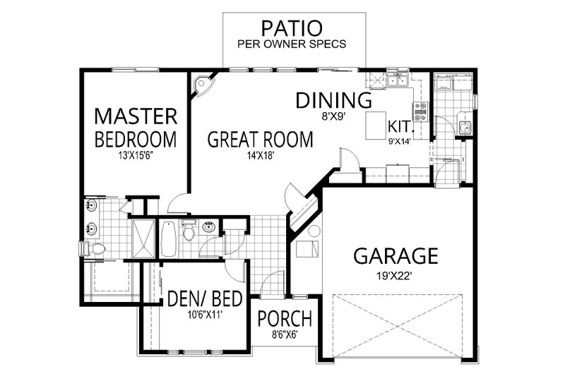 House Plan Design - Floor Plan - Main Floor for Bungalow House Plan #112-272 - 2 bed, 2 bath
