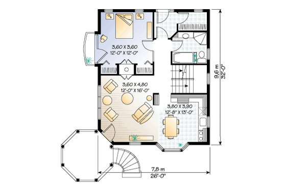 Floor Plan - Main Floor for Victorian House Plan #23-219 - 3 bed, 2 bath