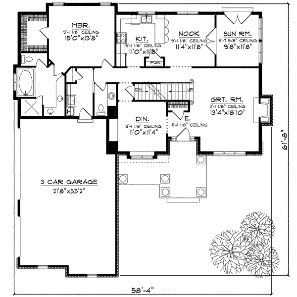 Home Plan - Colonial Floor Plan - Main Floor Plan #70-627