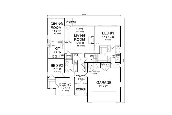 Floor Plan - Main Floor for Ranch House Plan #513-2173 - 3 bed, 2.5 bath