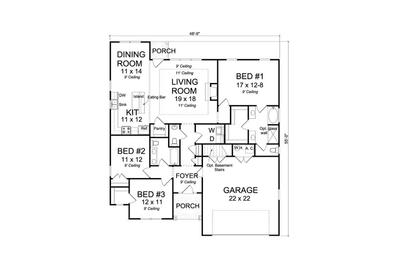 Dream House Plan - Floor Plan - Main Floor for Ranch House Plan #513-2173 - 3 bed, 2.5 bath