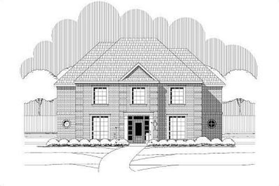 Exterior - Front Elevation for European House Plan #411-299 - 6 bed, 3.5 bath