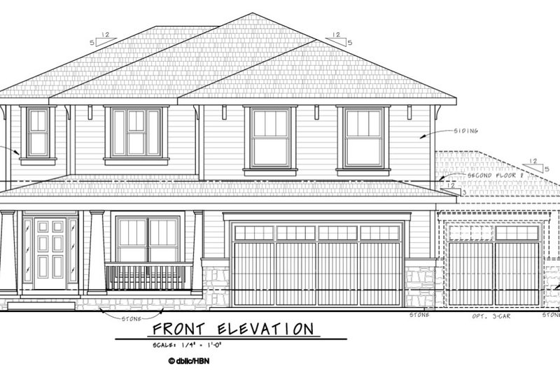 Home Plan - Exterior - Front Elevation 5 for Craftsman House Plan #20-2453 - 4 bed, 2.5 bath