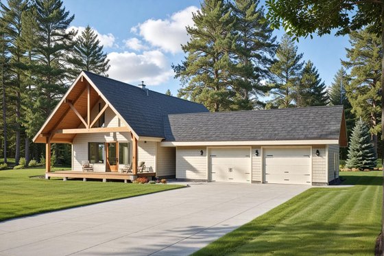 Exterior - Front Elevation for Country House Plan #117-450 - 2 bed, 2 bath