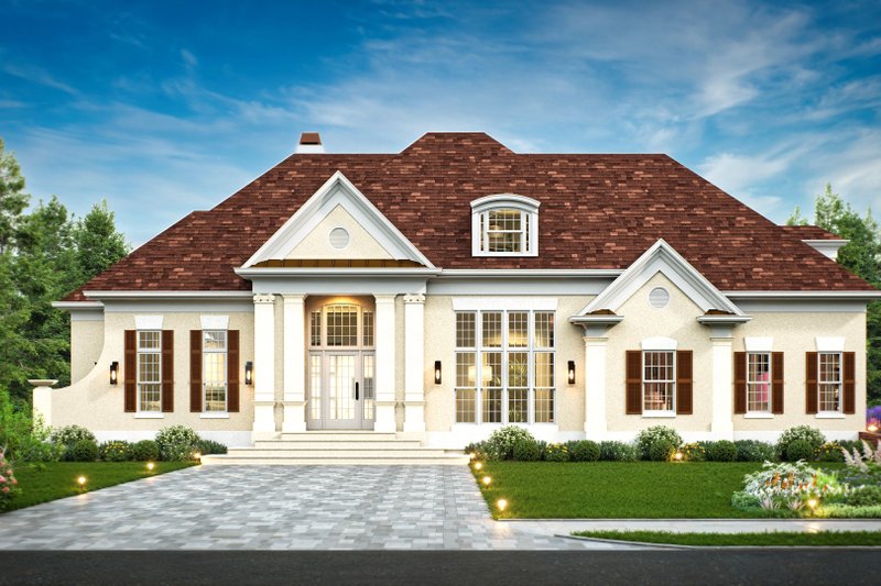 House Design - Exterior - Front Elevation 2 for European House Plan #119-257 - 4 bed, 3.5 bath