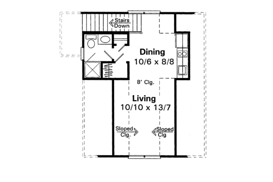Floor Plan - Upper Floor for Traditional House Plan #41-101, 1 bath