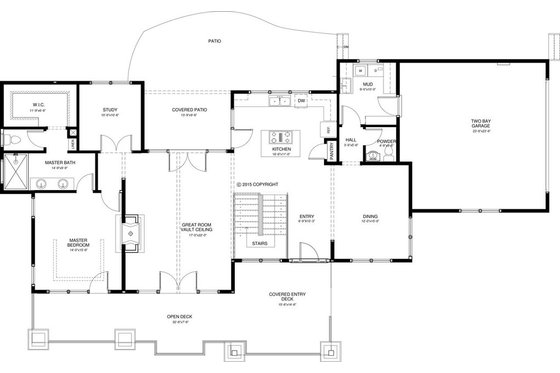 Floor Plan - Main Floor for Craftsman House Plan #895-49 - 3 bed, 2.5 bath