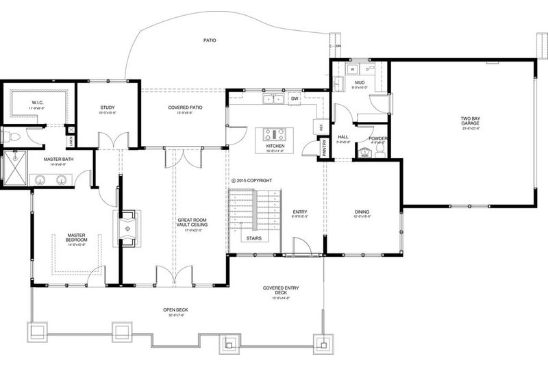 House Blueprint - Floor Plan - Main Floor for Craftsman House Plan #895-49 - 3 bed, 2.5 bath
