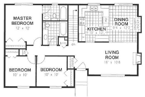 Floor Plan - Main Floor for Ranch House Plan #18-177 - 3 bed, 2 bath
