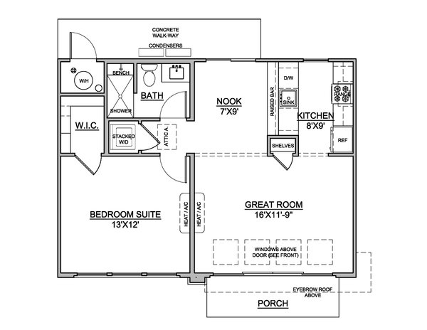 Adobe / Southwestern Floor Plan - Main Floor Plan #1073-48