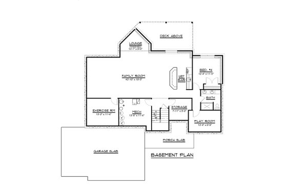 Floor Plan - Lower Floor for Country House Plan #1064-69 - 3 bed, 2.5 bath