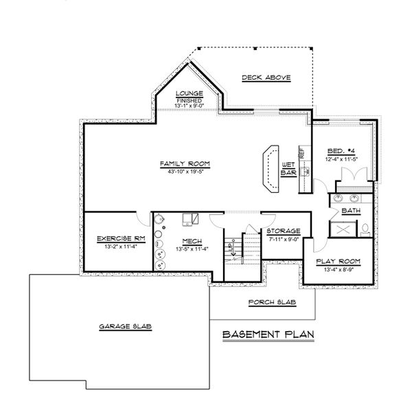 Architectural House Design - Country Floor Plan - Lower Floor Plan #1064-69