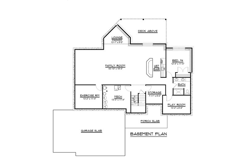 House Plan Design - Floor Plan - Lower Floor for Country House Plan #1064-69 - 3 bed, 2.5 bath