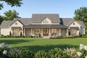 Architectural House Design - Exterior - Front Elevation for Farmhouse House Plan #923-500 - 4 bed, 3.5 bath