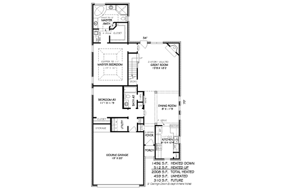 Floor Plan - Main Floor for European House Plan #424-136 - 4 bed, 3 bath