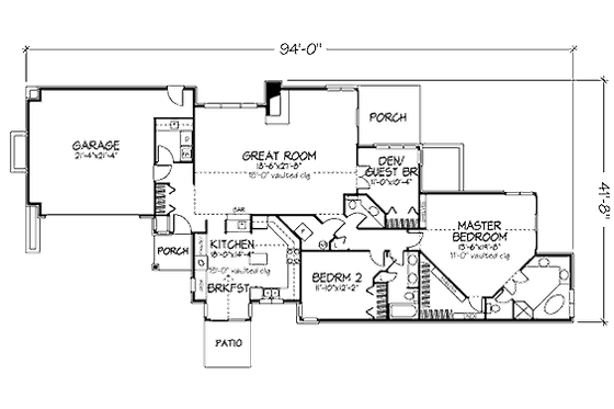 Floor Plan - Main Floor for Traditional House Plan #320-440 - 2 bed, 2 bath
