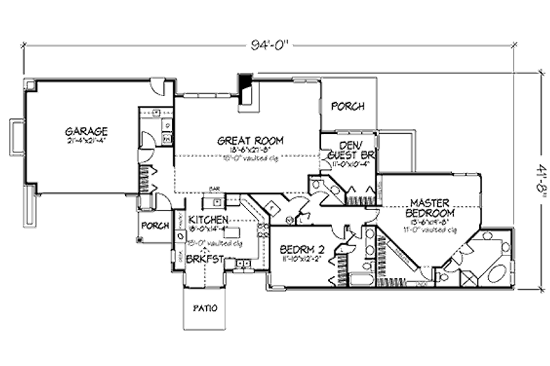Home Plan - Floor Plan - Main Floor for Traditional House Plan #320-440 - 2 bed, 2 bath