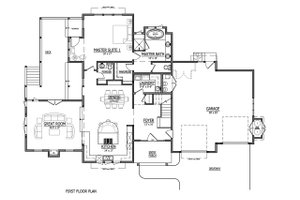 Floor Plan - Main Floor for Craftsman House Plan #899-1 - 4 bed, 2.5 bath