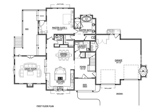 Floor Plan - Main Floor for Craftsman House Plan #899-1 - 4 bed, 2.5 bath