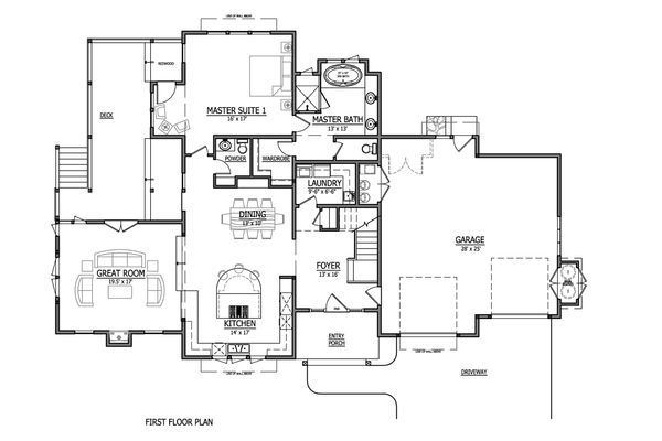 Craftsman Floor Plan - Main Floor Plan #899-1
