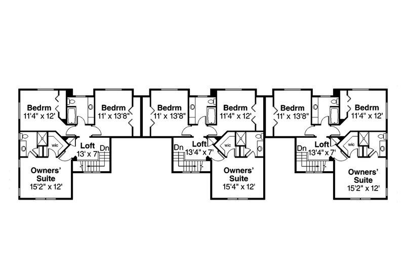 House Blueprint - Floor Plan - Upper Floor for Craftsman House Plan #124-1281 - 9 bed, 6.5 bath