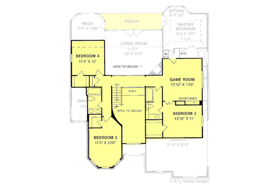 Floor Plan - Upper Floor for Traditional House Plan #20-188 - 4 bed, 3.5 bath