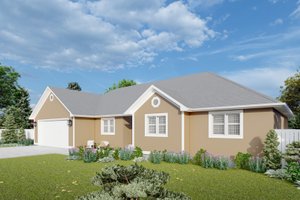 Exterior - Front Elevation 1 for Ranch House Plan #1060-35 - 5 bed, 3 bath
