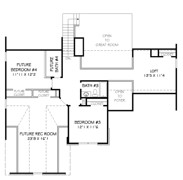 Traditional Floor Plan - Upper Floor Plan #424-149