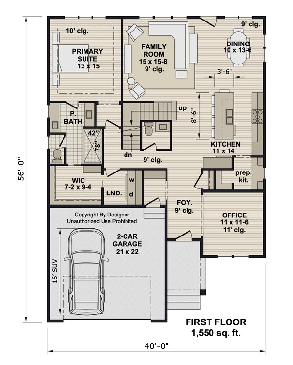 House Blueprint - Floor Plan - Main Floor for Craftsman House Plan #51-1540 - 3 bed, 2.5 bath