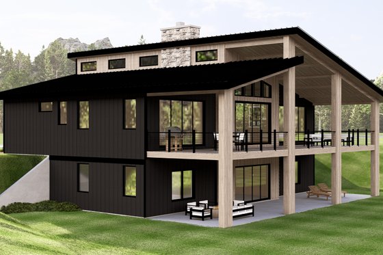 Exterior - Rear Elevation for Contemporary House Plan #1064-387 - 3 bed, 2 bath