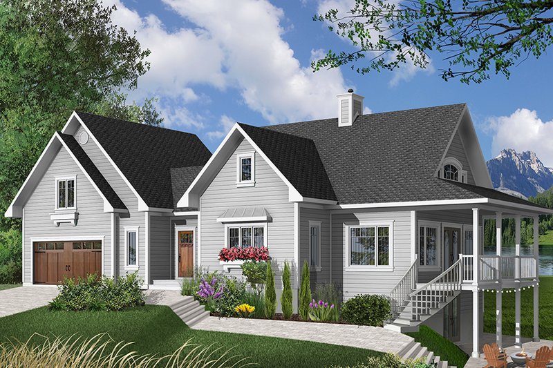 Exterior - Front Elevation 2 for Traditional House Plan #23-485 - 3 bed, 3.5 bath