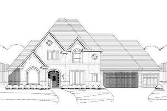 Exterior - Front Elevation for European House Plan #411-737 - 4 bed, 3.5 bath
