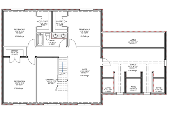 Floor Plan - Upper Floor for Country House Plan #1116-35 - 4 bed, 2.5 bath