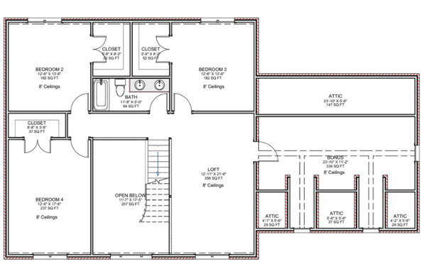 Country Floor Plan - Upper Floor Plan #1116-35