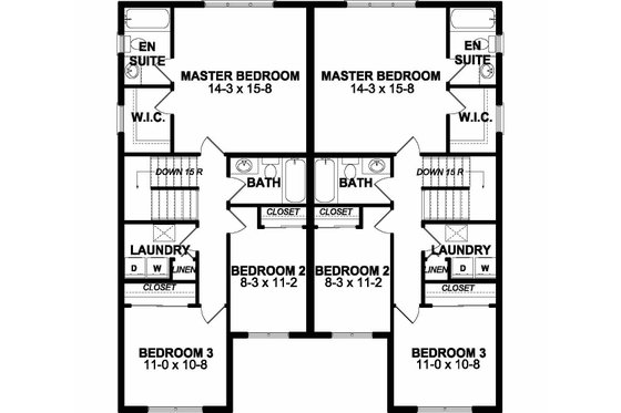 Floor Plan - Upper Floor for Craftsman House Plan #126-203 - 3 bed, 2.5 bath