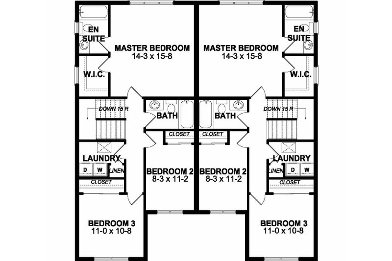 Dream House Plan - Floor Plan - Upper Floor for Craftsman House Plan #126-203 - 3 bed, 2.5 bath
