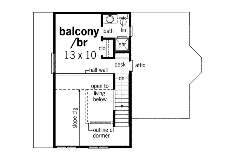 Home Plan - Floor Plan - Upper Floor for European House Plan #45-104 - 2 bed, 2 bath